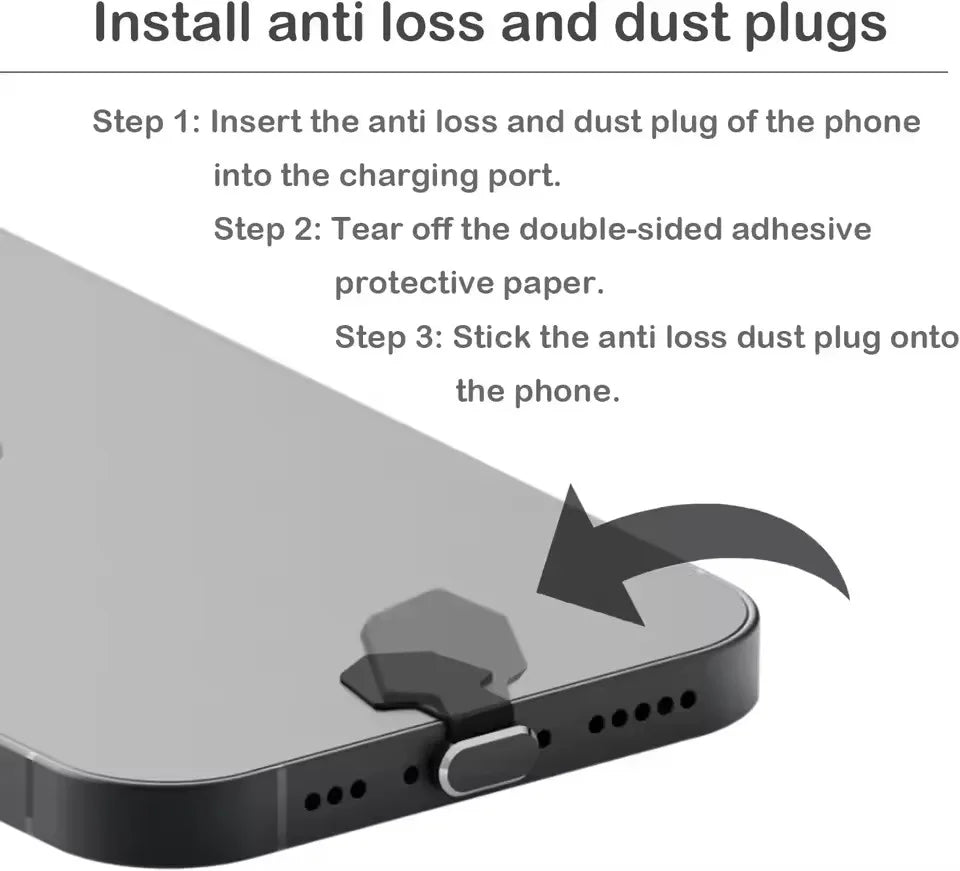 USB-C Staubschutz aus Metall – Selbstklebend, für iPhone 15 & Samsung, 1 oder 5 Stück