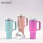 KEMORELA 30 & 40 oz Becher mit Griffdeckel Stroh 887/1182 ml Edelstahl Wasserflasche Vakuum Thermoskanne Tasse Reise Auto Kaffeetasse
