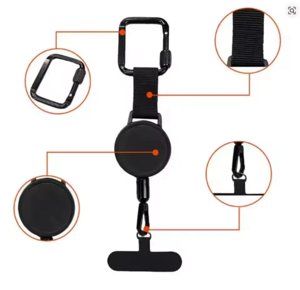 Einziehbarer Smartphone-Sicherheitshalter – Anti-Diebstahl mit Karabiner