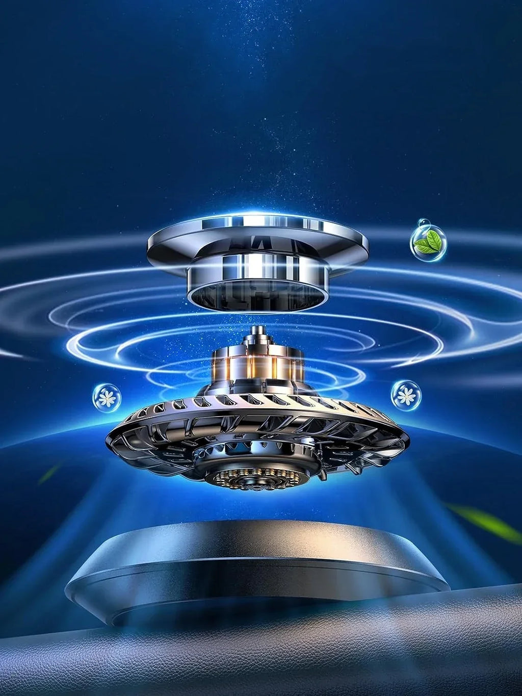 Solarbetriebene Auto-Aromatherapie, solarbetriebene automatische Rotation, Auto-Lufterfrischer, Duft, Auto-Ornamente, Auto-Diffusor für ätherische Öle