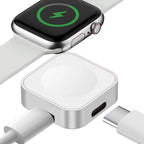 Tragbares kabelloses Uhrenladegerät, Typ C, 8-polig, Zwei Schnittstellen für Apple Watch S9 8 7 6 5 4 3 2 1 SE Ultra Series, Schnellladegerät