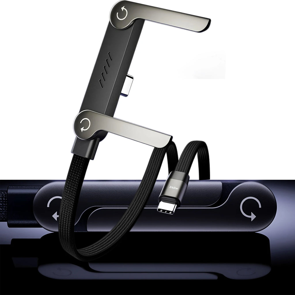 240 W Schnellladung, faltbarer Handyhalter, Datenkabel, mehrere Winkeleinstellung, stoppfreies Laden, Telefonhalter, PD-USB-Kabel