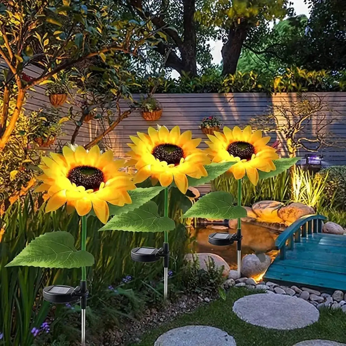 Peach Forest Solar-Sonnenblumen-Gartenleuchte – LED, Wasserdicht, Windresistent | CCC/CE/RoHS | 1- & 3-köpfig | Garten & Terrasse