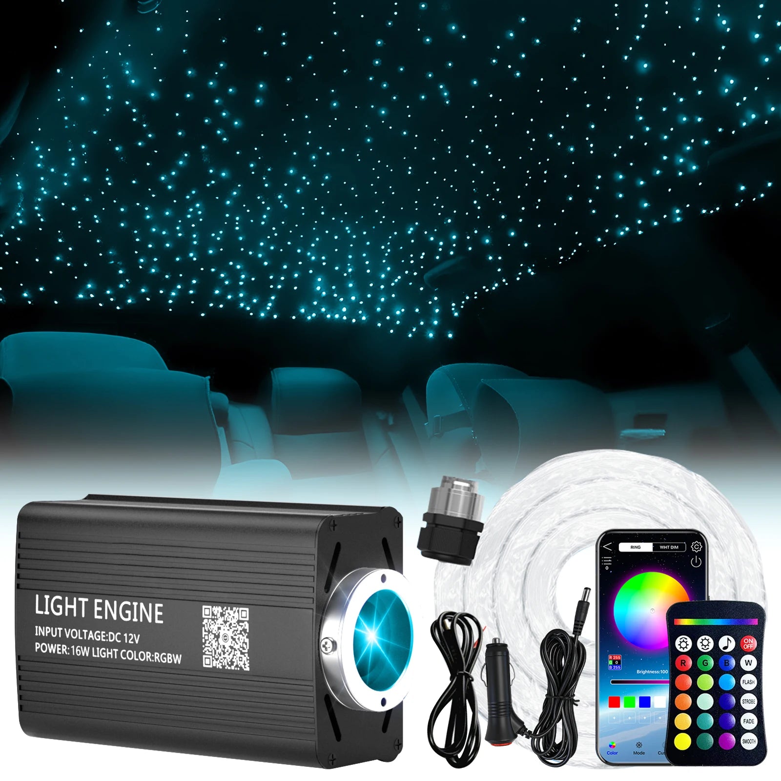 VASTFIRE Starlight Auto-Ambientebeleuchtung – Glasfaser-Fußmatten, RGB-Lichtleiste & Faserlampen | App & Fernbedienung | CE & RoHS
