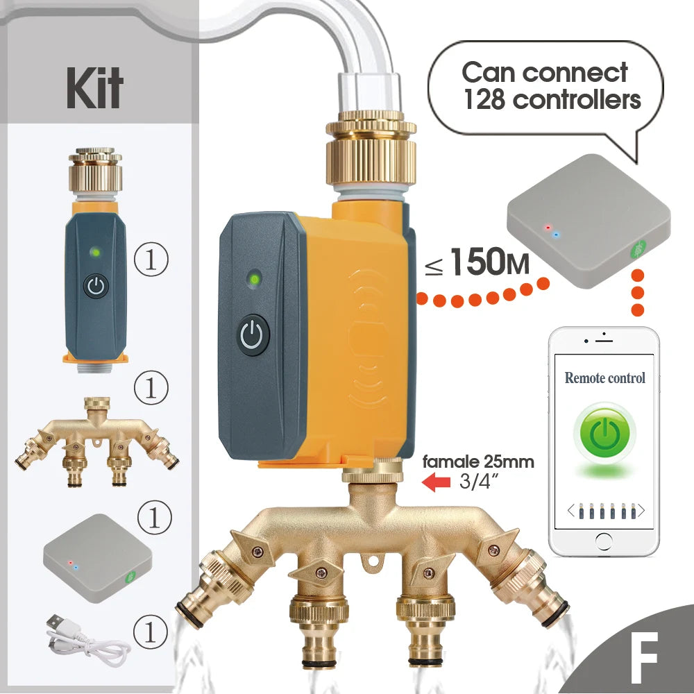 Messing-Anschlüsse Zigbee Smart Valve Intelligenter automatischer Wifi-Garten-Wasser-Timer für Sprinkler-Schlauch-Hahn-Tropfbewässerungssystem-Controller-Telefon-Fernbedienung