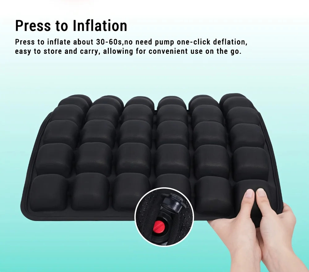 Airbag-Reisekissen, leichtes, atmungsaktives Reisesitzkissen, hoher Rückpralldruck, tragbares 3D-Luftzellen-Sitzkissen-Dekor