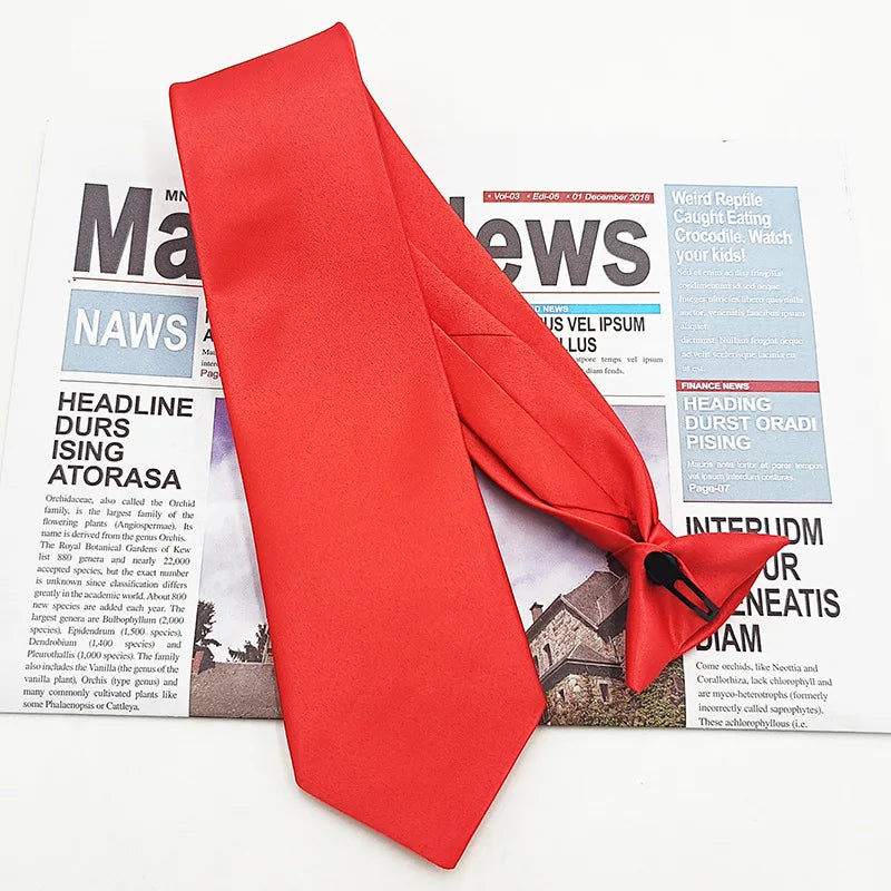 Clip-On Krawatte für Herren – Kein Knoten nötig | Polyester Seidenkrawatte in 9 Farben