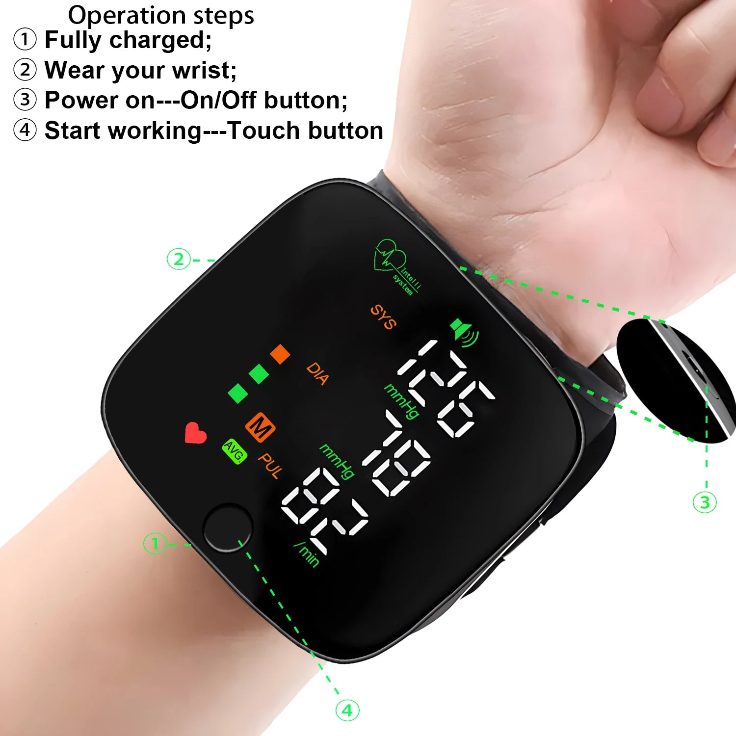 Neue LED Handgelenk Blutdruck Monitor