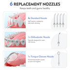 Sejoy Wasserflosser Dental Akku für die Zahnreinigung, 5 Modi, Munddusche, Zahnspangen, Zahnseide, Reiniger, tragbar, für Reisen nach Hause