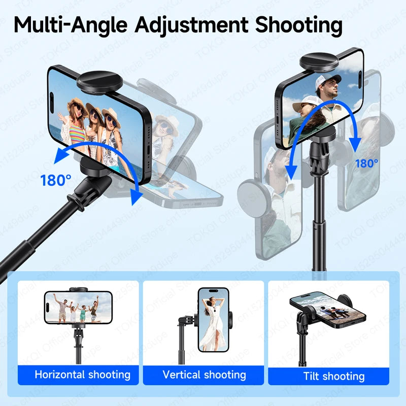 TOKQI TT01 Auto Pop-Up Selfie Stick Stativ – 1,77m, Bluetooth, Magnetfernbedienung | Smartphone