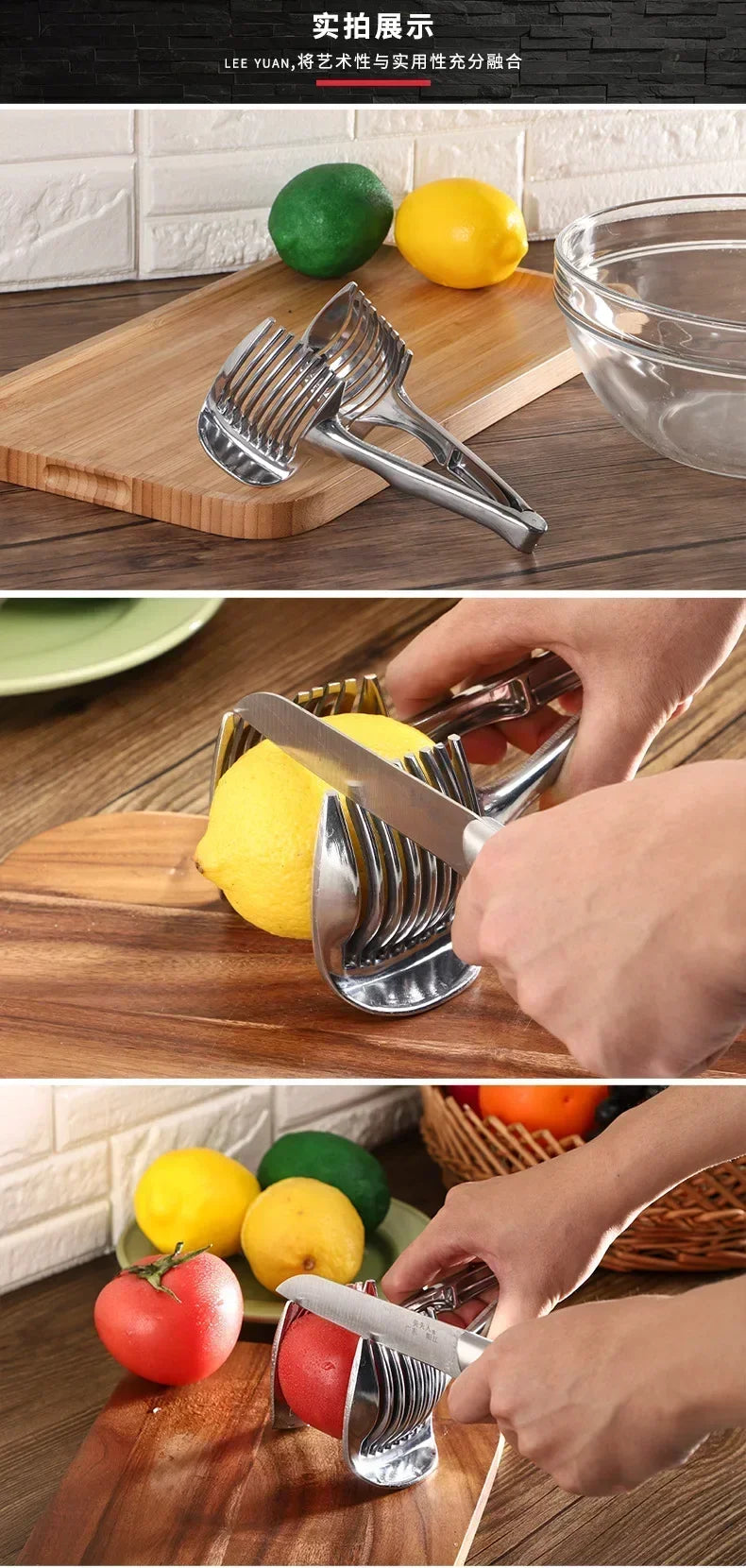 Handheld Orange Zitrone Slicer Tomaten Schneiden Clip Obst Slicer Zwiebel Slicer Küche Artikel Cutter Edelstahl Küche Zubehör