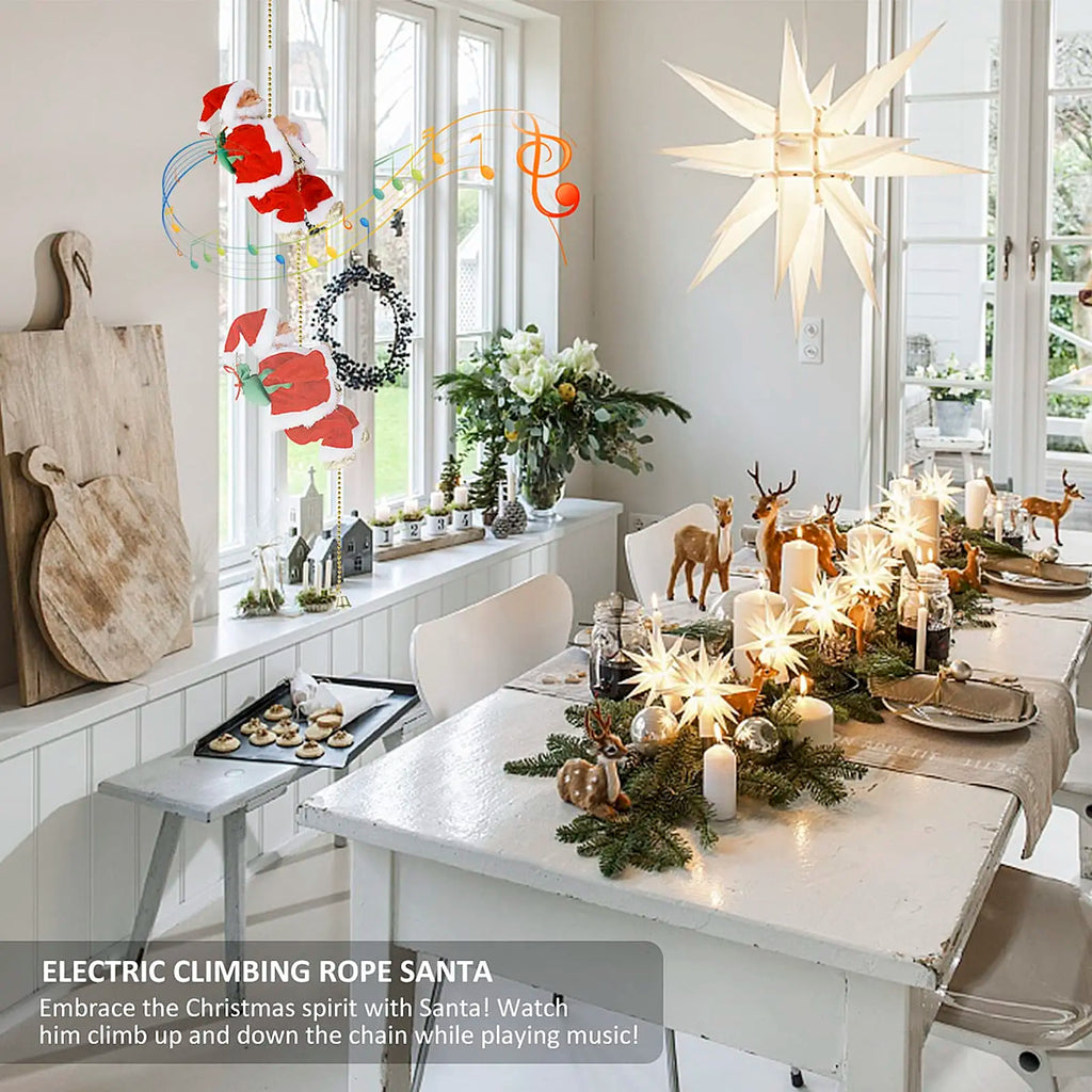Elektrische Kletterleiter Weihnachtsmann Musikpuppe Weihnachtsschmuck Dekoration für Zuhause Weihnachtsbaum Hängedekoration Neujahrsgeschenk