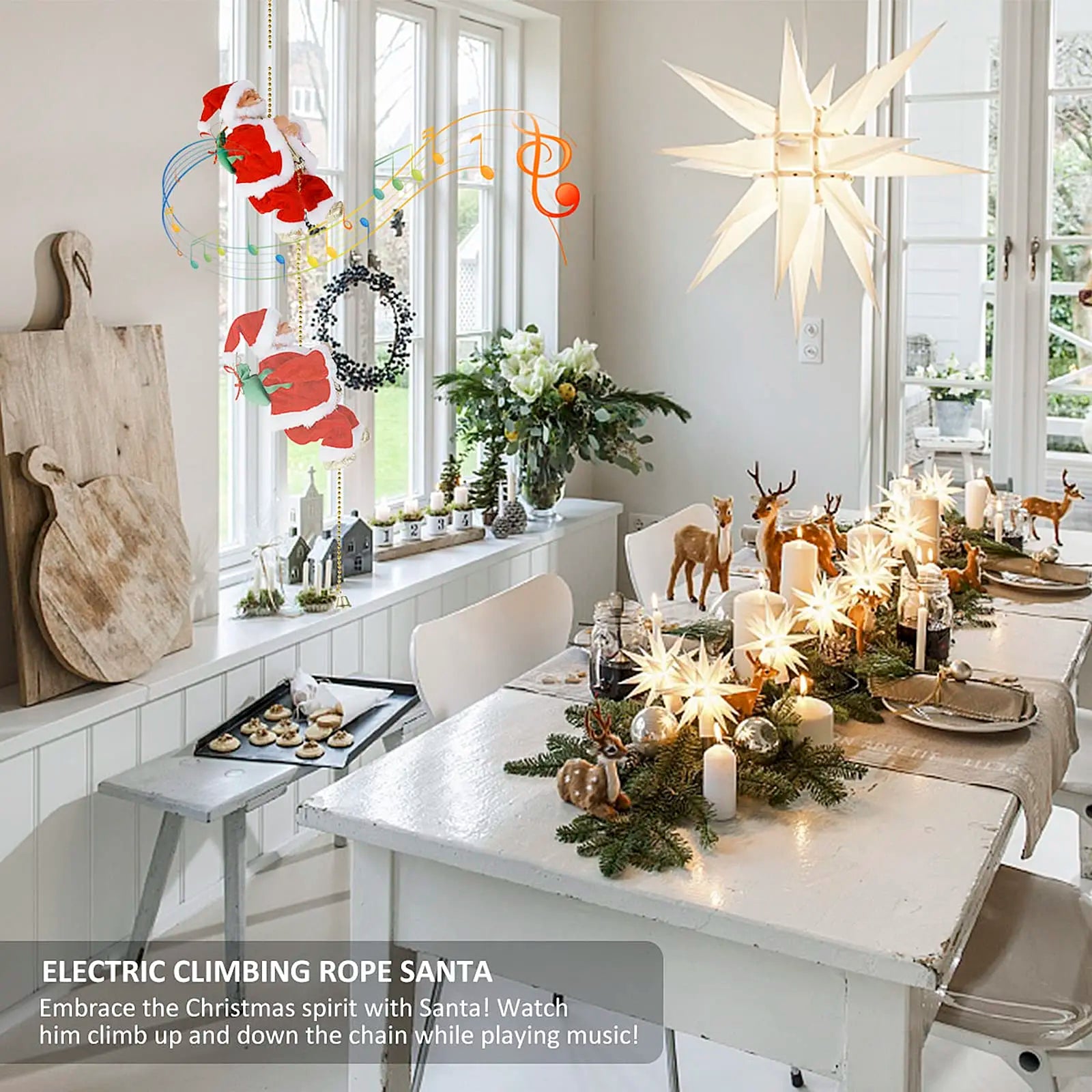 Elektrische Kletterleiter Weihnachtsmann Musikpuppe Weihnachtsschmuck Dekoration für Zuhause Weihnachtsbaum Hängedekoration Neujahrsgeschenk
