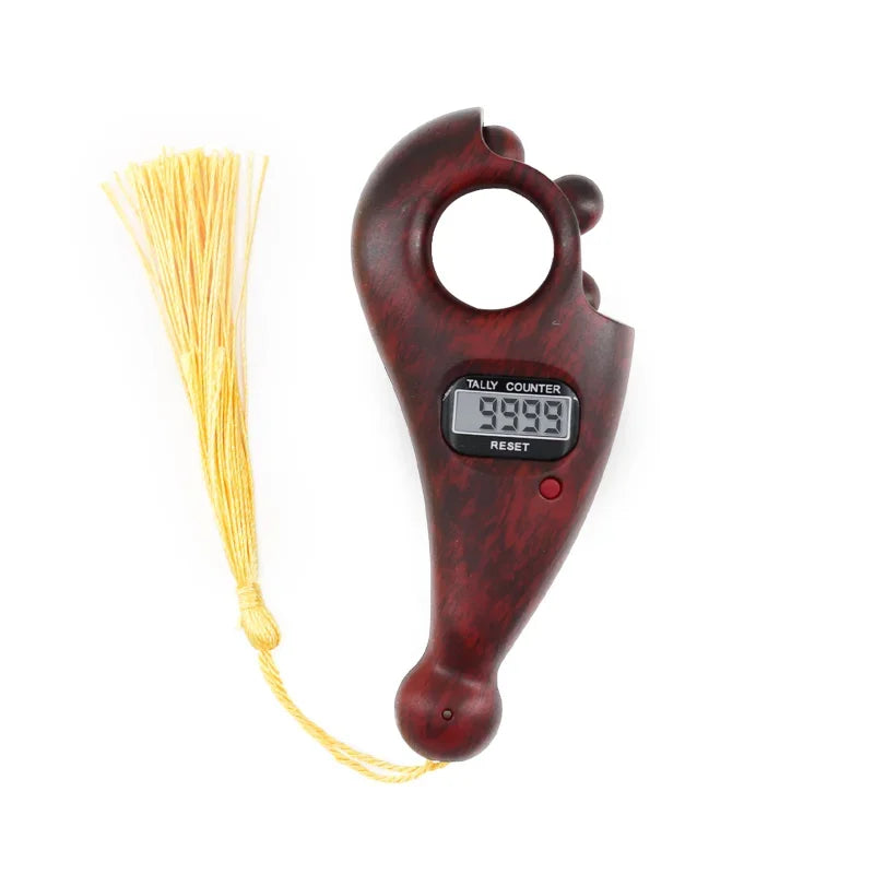 Holz-Fingerzähler Tasbih – 0–9999, Stummschaltung, Automatische Abschaltung | Mahagoni, Rosenholz & Nanmu | SHENGMEIYU