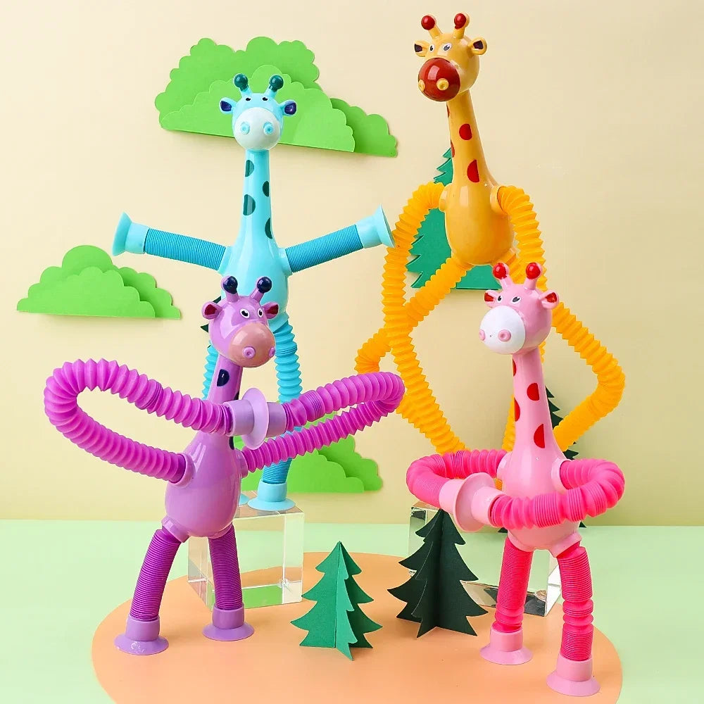 Kinder Saugnapf Spielzeug Pop Tubes Stress Relief Teleskop Giraffe Hand Spielzeug Sensorischen Faltenbalg Spielzeug Anti-stress Squeeze Spielzeug geschenk