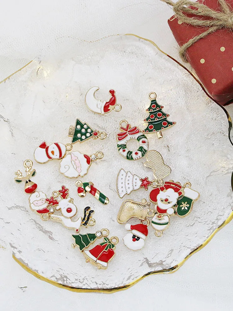 (20 Stück/Packung) Gemischter Anhänger Weihnachts-Minidekoration, halbfertiges Kunsthandwerk, Weihnachtsbaum, Neujahrsoutfit