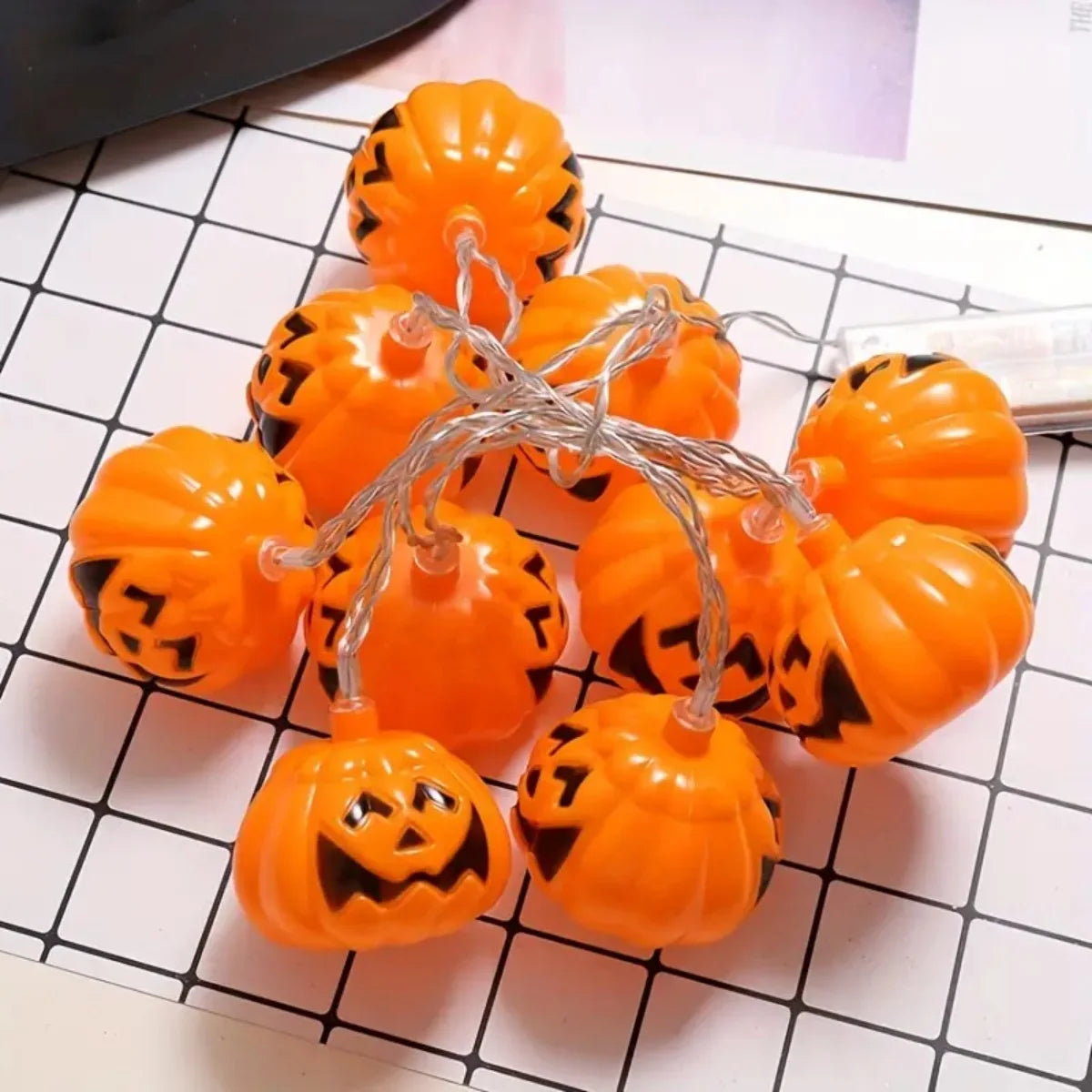 Halloween Kürbis-LED-Lichterkette – Batteriebetrieben, 3D-Design | 1,5m, 3m oder 6m