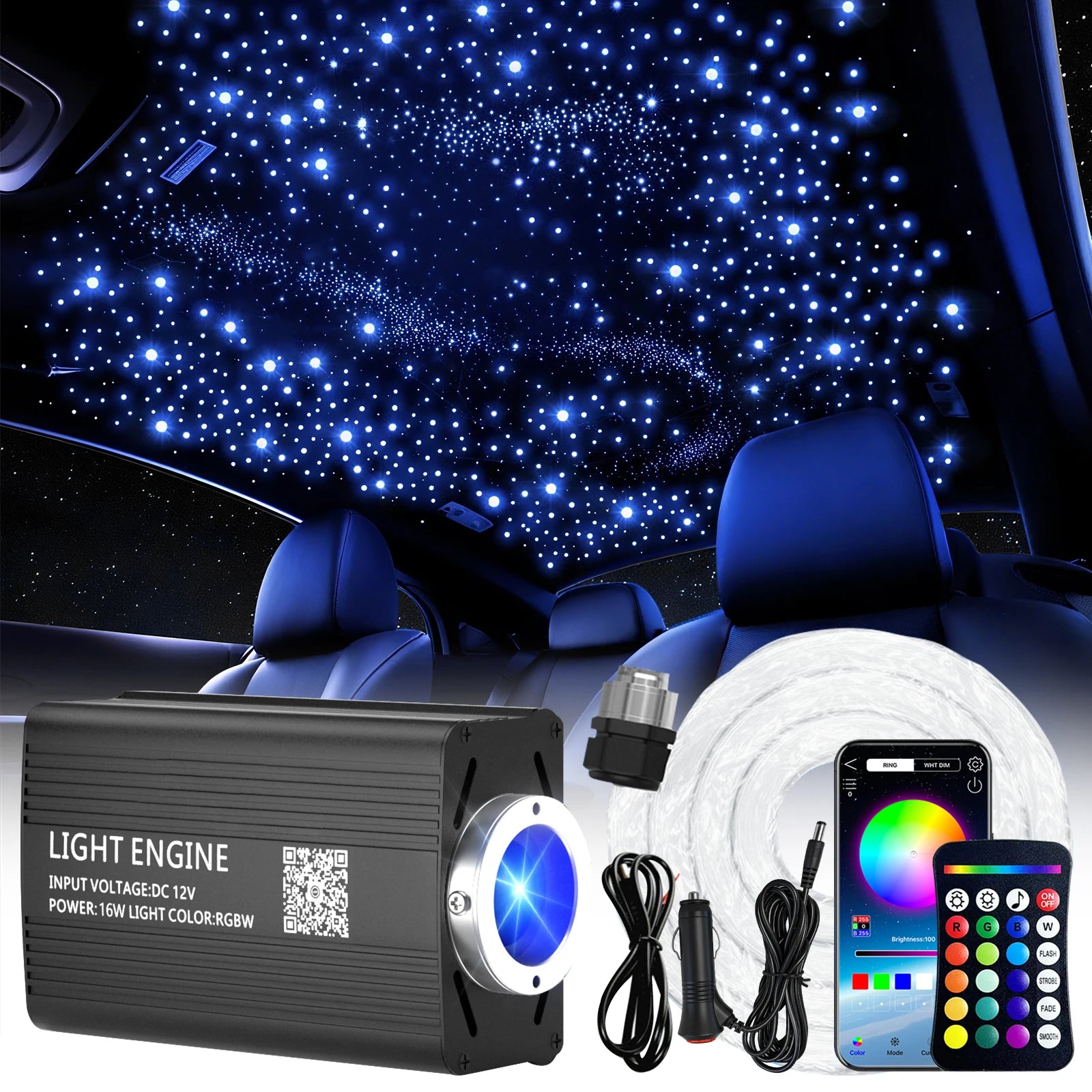 VASTFIRE Starlight Auto-Ambientebeleuchtung – Glasfaser-Fußmatten, RGB-Lichtleiste & Faserlampen | App & Fernbedienung | CE & RoHS
