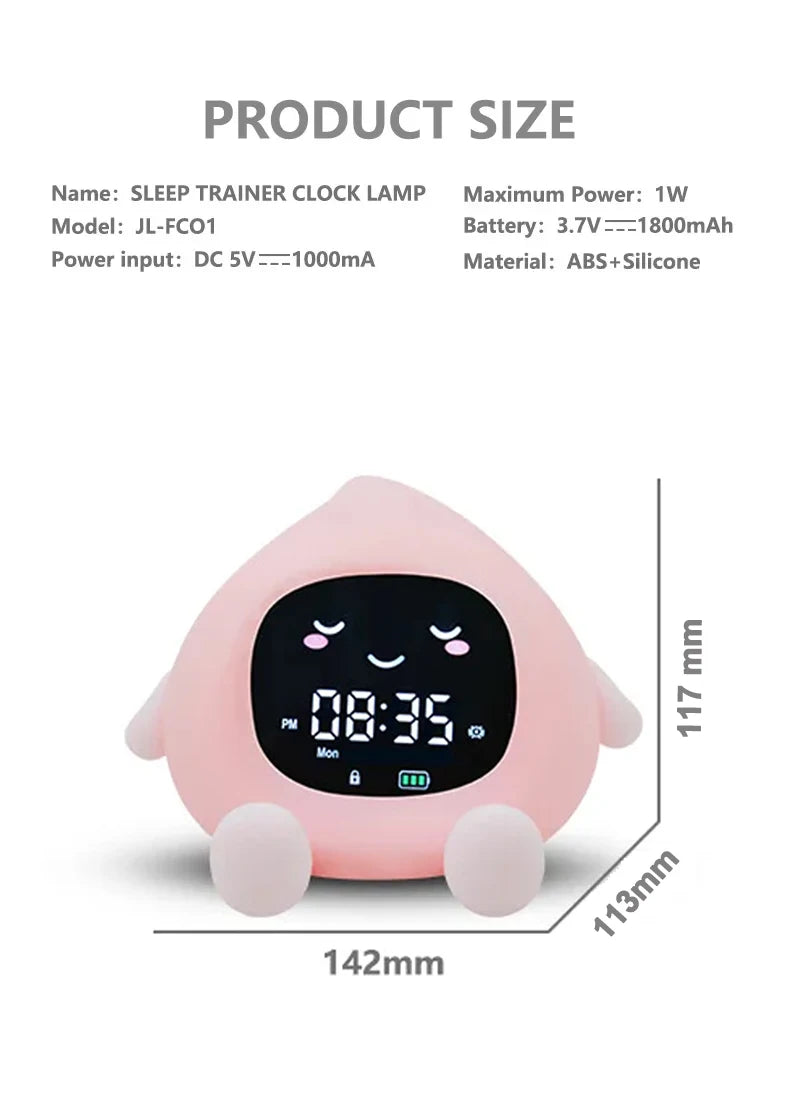 ORIA Kinderwecker & Schlaftrainer – Nachtlicht, OK-to-Wake, USB-C, Pfirsich-Design