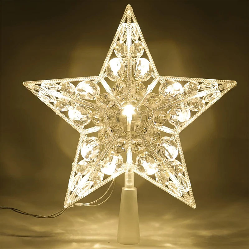 15 cm Weihnachten Leuchtende Baum Topper fünfzackigen Stern Transparente LED Glänzende Lampe Weihnachten Bunte TopStar Ornamente Navidad decora