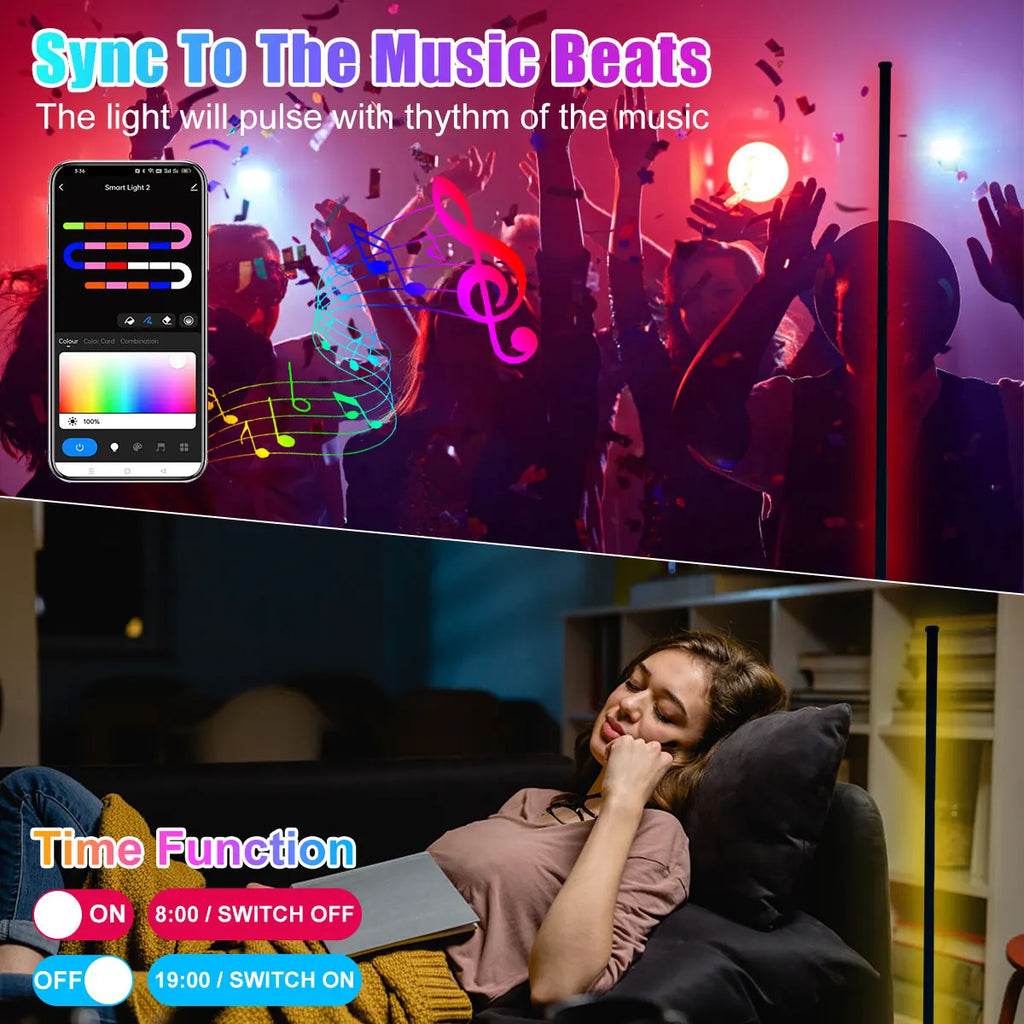 160CM Smart Bluetooth Tuya Ecke Stehlampe Schlafzimmer Nachtlicht Dimmbare RGB Stimmung Beleuchtung Musik Sync Stand Lampe für wohnkultur