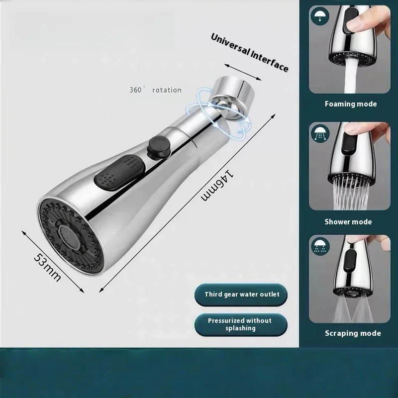 Universal Wasserhahn Extender Kupfer Drei Geschwindigkeit Kopf Wasser Saver Hause Erweiterte Dusche Spray Filter Wanxiang Wasserhahn Bubbler Düse