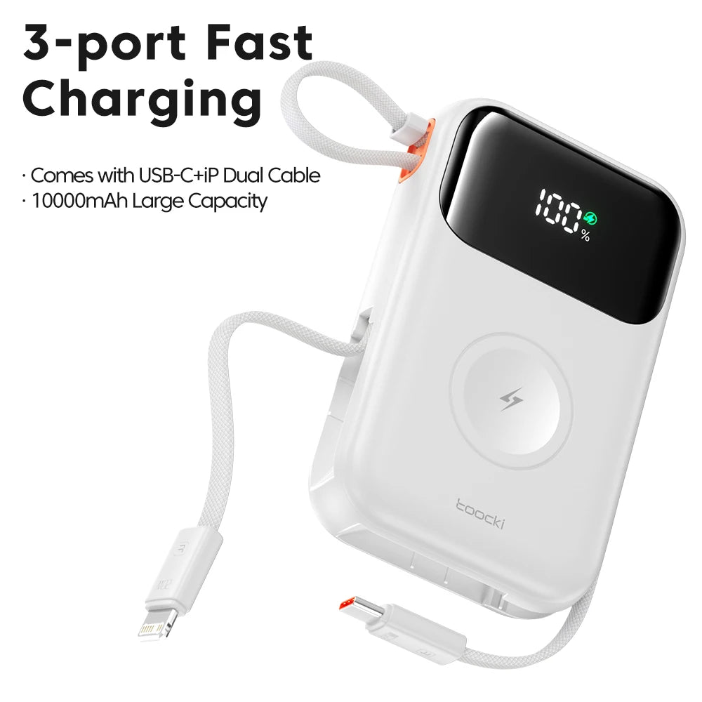 Toocki PowerBank 10000 mAh Tragbare PD 22,5 W Schnelllade-Powerbank für iPhone 16 15 14 13 12 Apple Watch Mobile Externer Akku