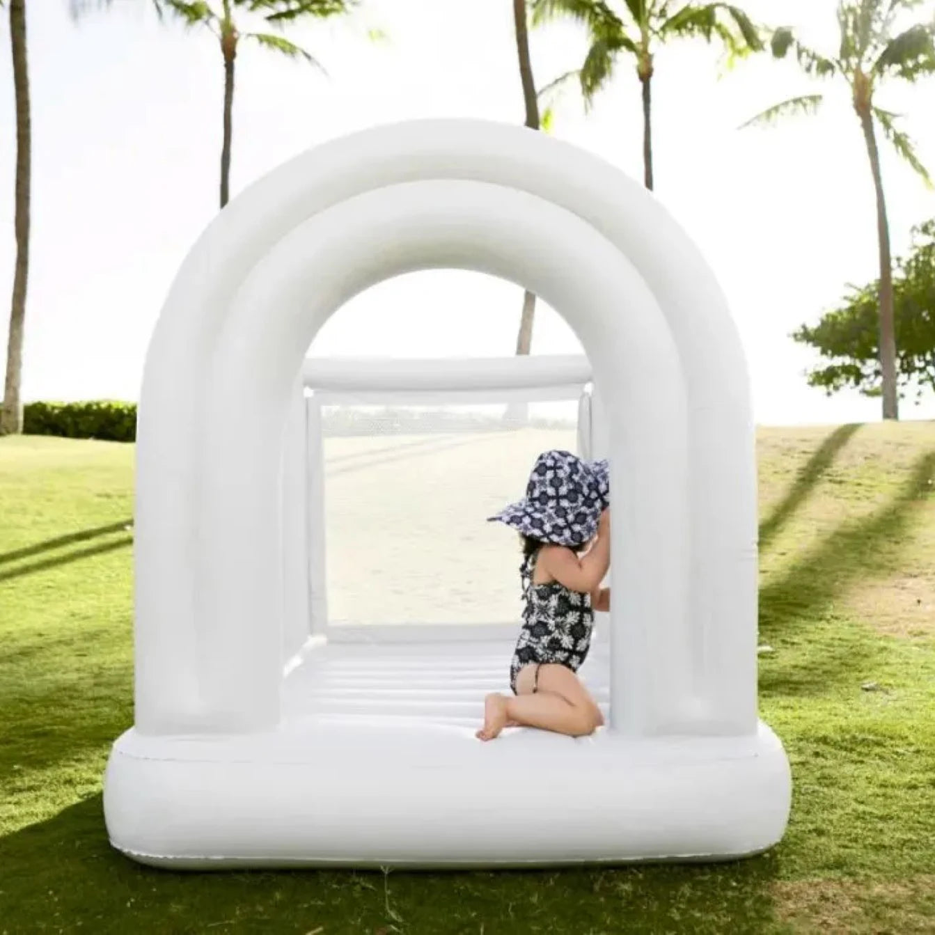 Neue beliebte aufblasbare Sprunghaus Regenbogen Hüpfburg Geburtstagsgeschenk Kinder Mini aufblasbare Burg eingebaute Luftpumpe