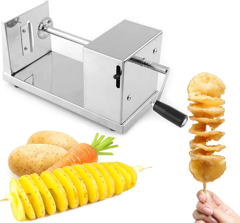 Kartoffelschneider Tornado, halbautomatische Dehnspirale aus dickem Edelstahl, manuelle Schneidemaschine, französische Frittiermaschine, Gemüseschneider