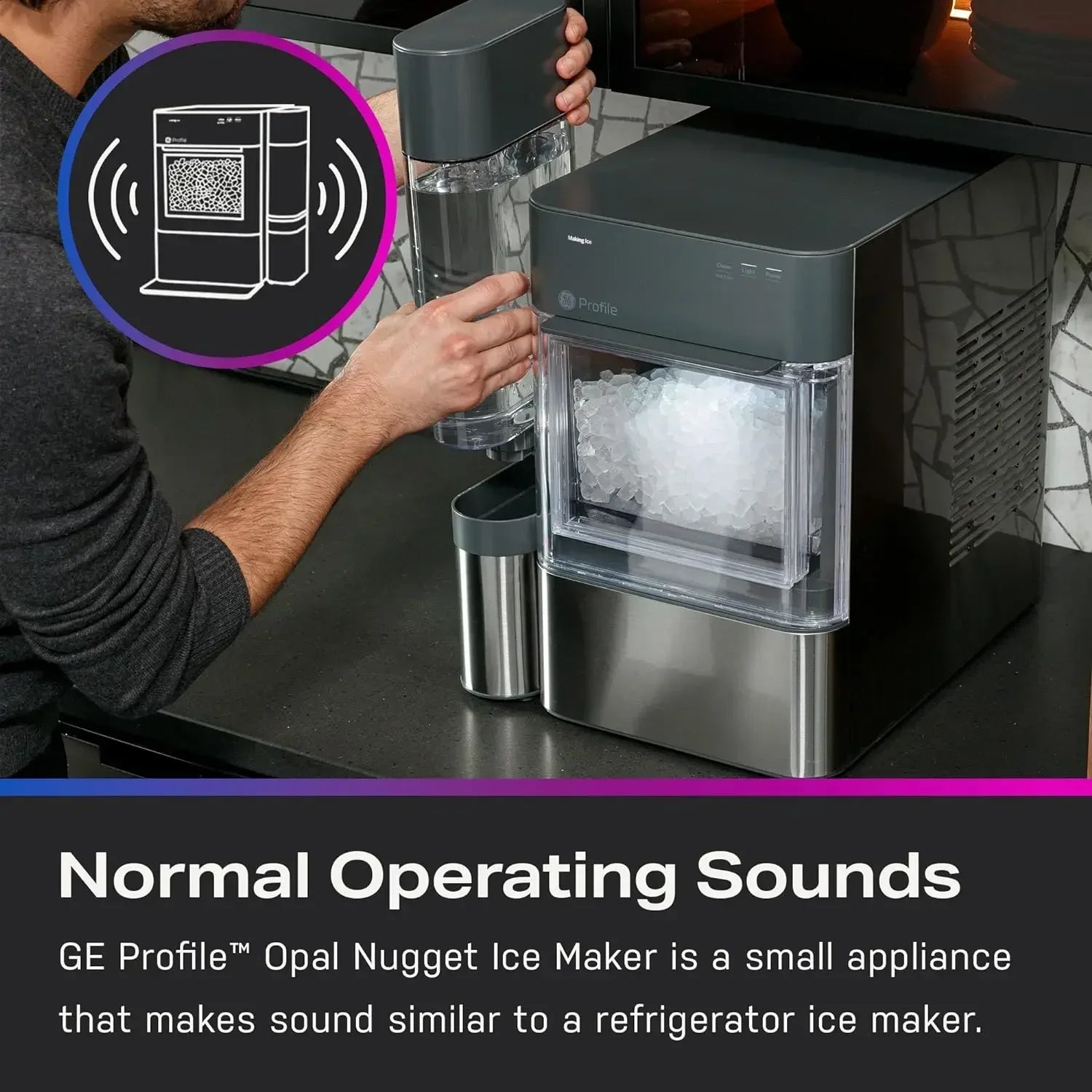 GE Profile Opal 2.0 Nugget-Eisbereiter – Arbeitsplatte, WiFi, Seitentank, 12 kg