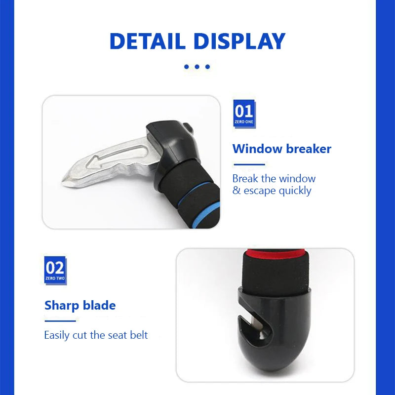 SEAMETAL Tragbarer Auto-Hilfsgriff für ältere Menschen, 180 kg belastbarer 3-in-1-Autogriff/Notfallhammer ‌   Rutschfest, kratzfrei