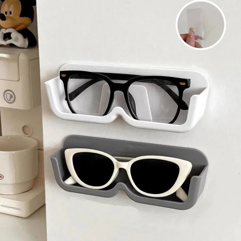 Brillen-Organizer Wandhalter – Selbstklebend, Ohne Bohren, 17,5×3,5×5,8cm | Sonnenbrille & Brille | Weiß, Grau & Transparent