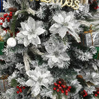 Weihnachts-Glitzerblumen, künstliche Blumen, Weihnachtsbaumschmuck für Zuhause, 2025, Baum-Anhänger, Ornamente, Navidad, Neujahr 2026, Geschenk