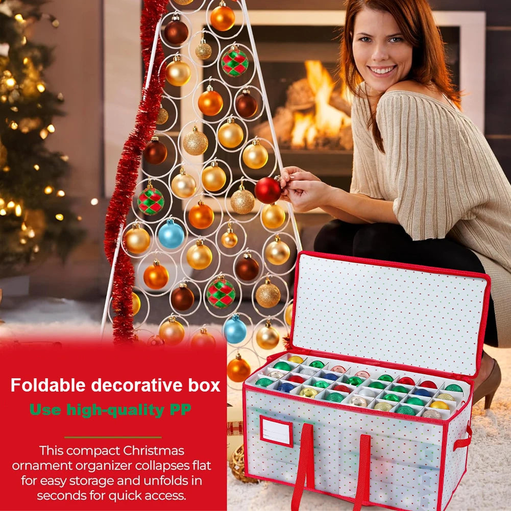 Weihnachts-Aufbewahrungsbox mit Reißverschlüssen, Organizer für Weihnachtsdekorationen, Aufbewahrungsbox für Weihnachtsdekoration, hält 128, Weihnachtsornamente