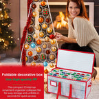 Weihnachts-Aufbewahrungsbox mit Reißverschlüssen, Organizer für Weihnachtsdekorationen, Aufbewahrungsbox für Weihnachtsdekoration, hält 128, Weihnachtsornamente