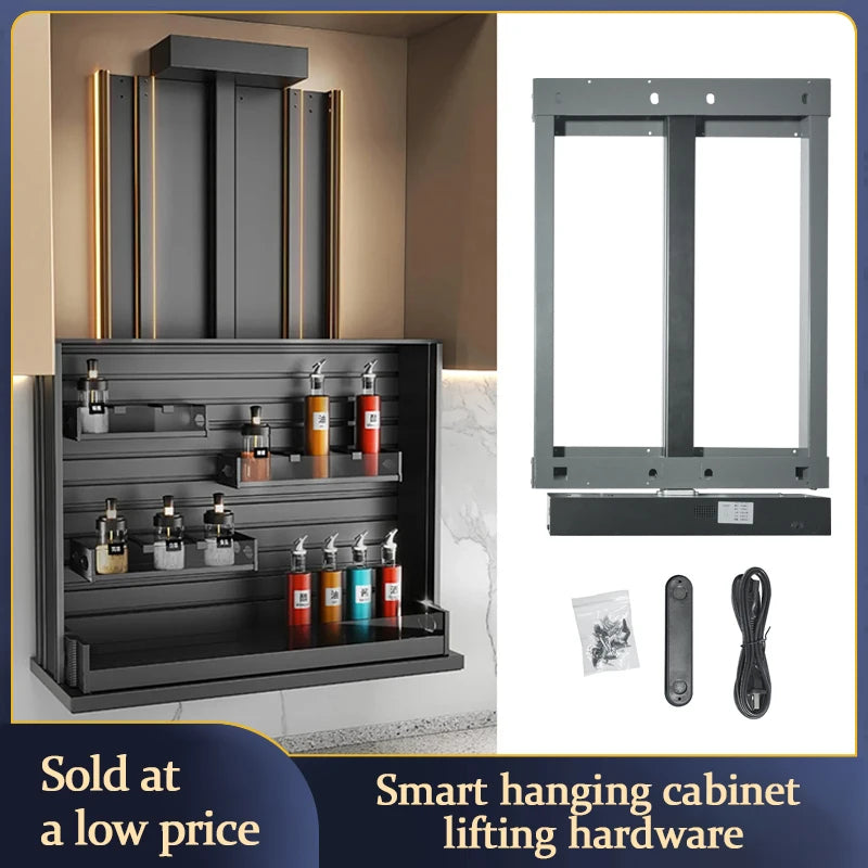 Hebender Zugkorb für den Küchenschrank, oberer Schrank, oberer und unterer Puffer, herunterziehbarer Gewürzkorb, Küchenschrankregal