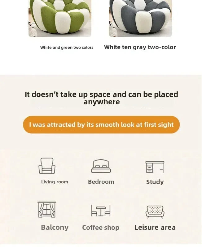 Einzelsitz-Kürbis-Lazy-Sofa kann zurücklehnen werden. Designer Rochburg-Fußballsofa für Balkon, Schlafzimmer, bequeme Lounge-Couch