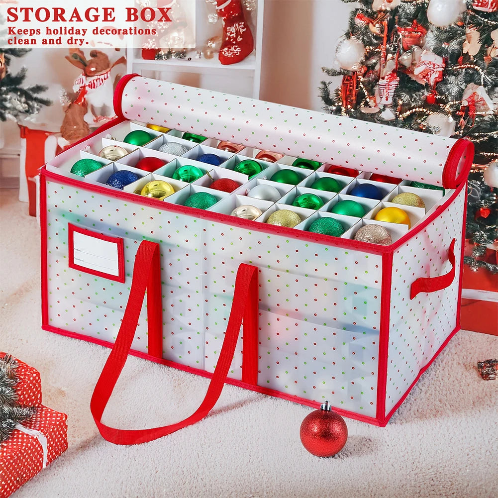 Weihnachts-Aufbewahrungsbox mit Reißverschlüssen, Organizer für Weihnachtsdekorationen, Aufbewahrungsbox für Weihnachtsdekoration, hält 128, Weihnachtsornamente