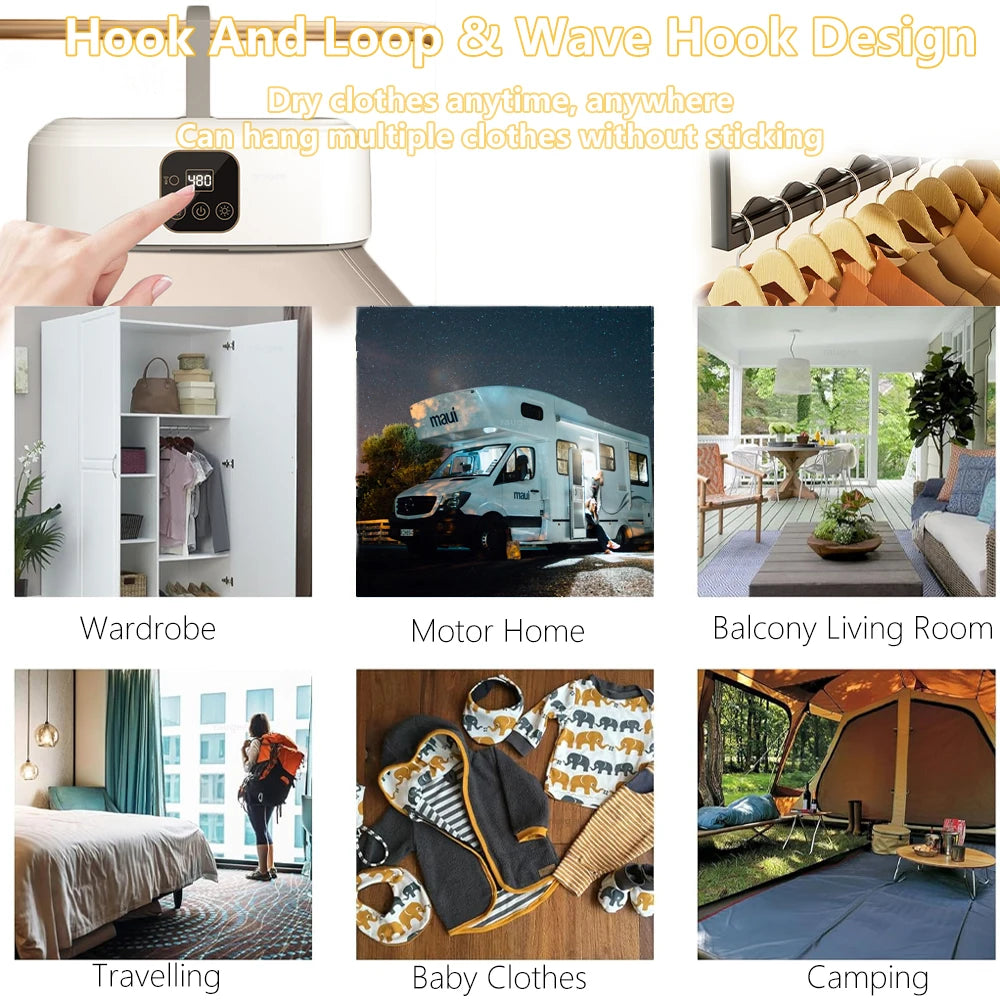 Tragbarer Wäschetrockner, zusammenklappbarer elektrischer Wäschetrockner, faltbarer Wäschetrockner, UV-Sterilisation, elektrischer tragbarer Wäschetrockner
