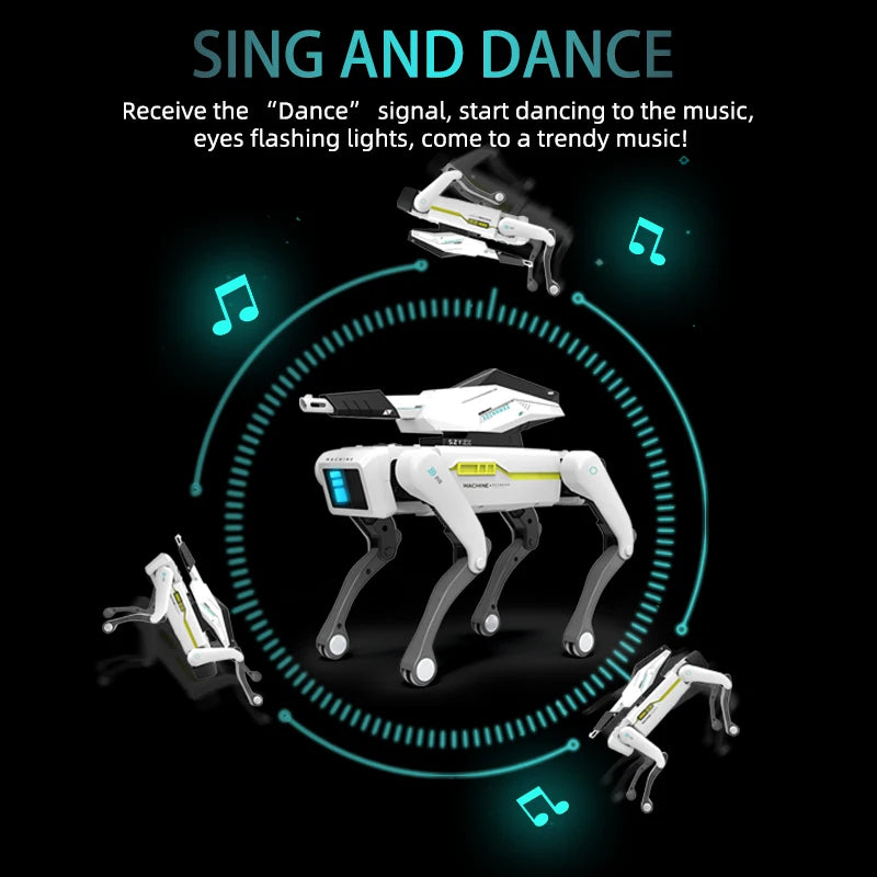 Teeggi Multifunktions-RC-mechanischer Hund, elektrischer RC, intelligenter Roboterhund mit Revolver, Lernspielzeug, bionisches intelligentes Roboter-Spielzeug, Geschenk