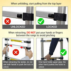 DayPlus Teleskopleiter, Klappleiter aus Edelstahl, tragbar, ausziehbar, Kapazität der Loft-Leiter, maximale Belastung 150 kg/330 lb, EN131