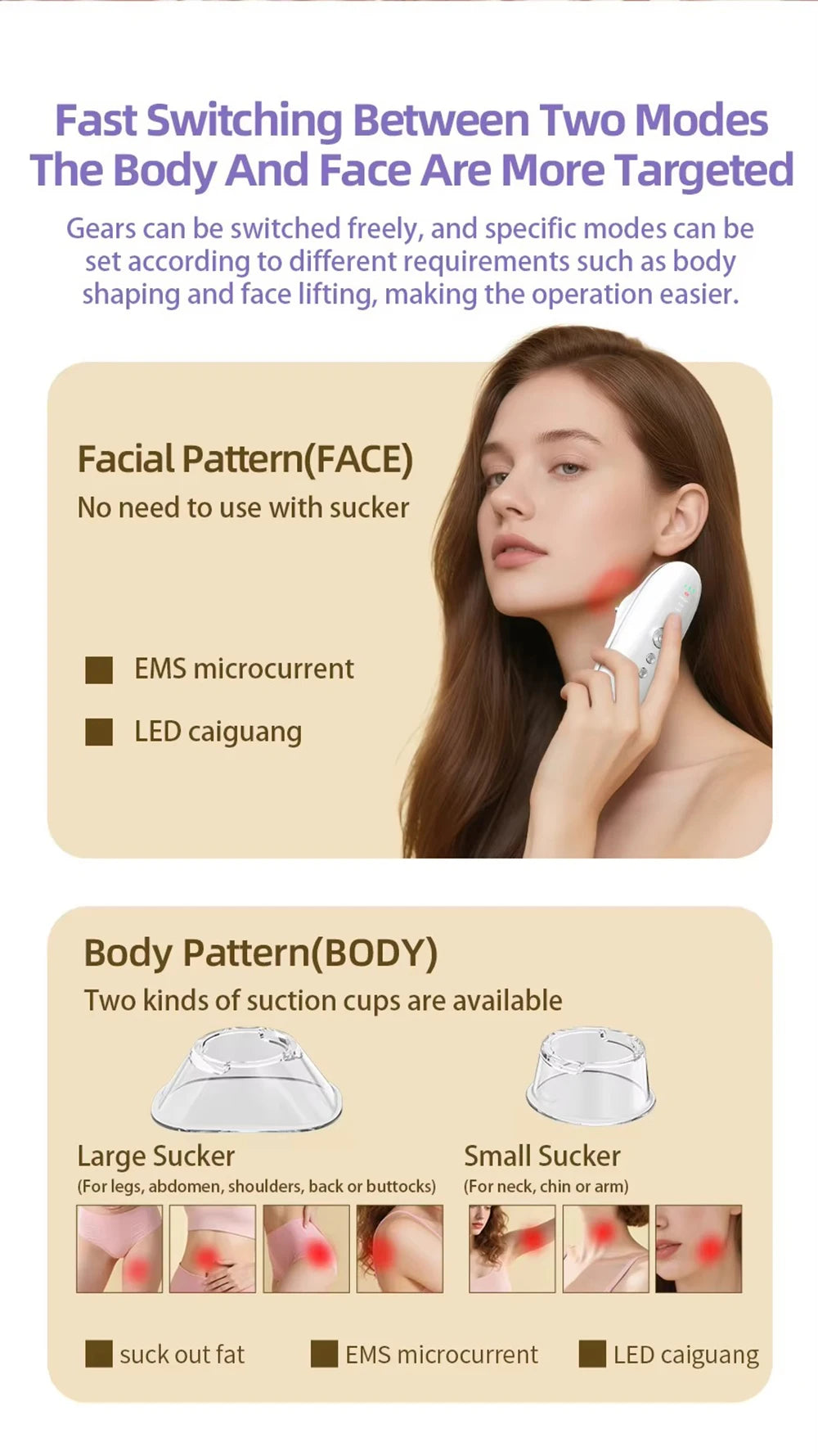 NEUES 2-in-1 elektrisches Cellulite-Massagegerät, Körperformungsgerät für Bein, Bauch, Taille, Arm, Mikrostrom-Gesichtsgerät für die Hautpflege