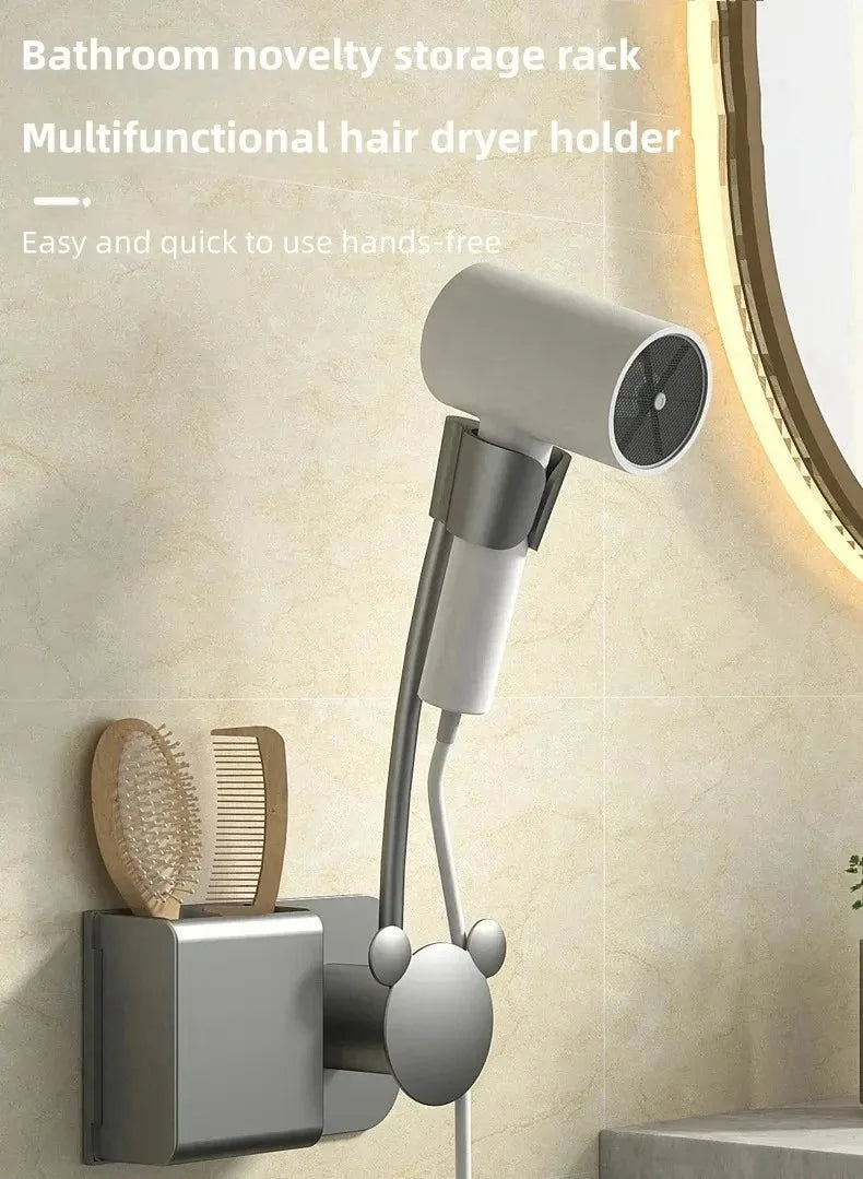 Haartrockner-Halter, kein Halt erforderlich, verstellbare Wandaufhängung, frei von Händen, kein Stanzen von Löchern erforderlich, universelles Luftkanal-Aufbewahrungsregal