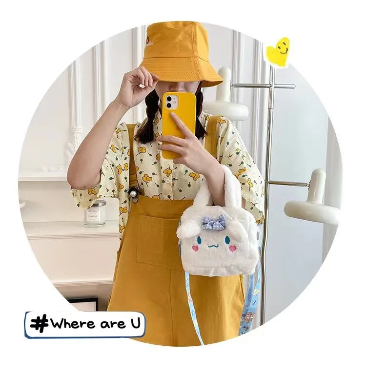 Hello Kitty Sanrio Plüschtasche Kuromi Melody Cartoon Anime Tragbare Handtasche Umhängetasche Kosmetik Kawaii Aufbewahrungstasche Damen Mädchen Geschenk