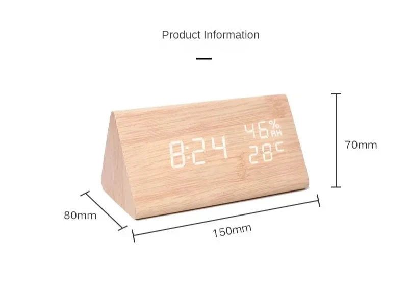 Réveil LED pour étudiant, horloge murale simple, affichage de la température, contrôle du son, horloge de table, bureau, décoration d'intérieur, jardin