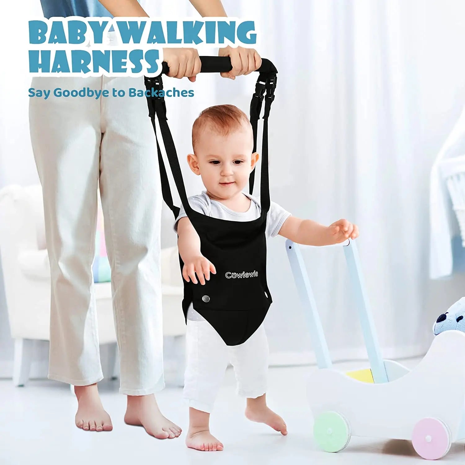 Cowiewie 2 in 1 Baby Tür Jumper w/ Baby Walking Harness Funktion, baby Jumper mit Tür Klemme Verstellbaren Riemen und Sitz für 6-2