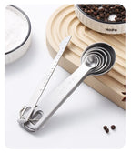 Messlöffel aus Edelstahl, 4/6/7/8-teiliges Set mit Skala, Messlineal, Löffel, Küche, Kaffee, Backen, Messwerkzeug-Set