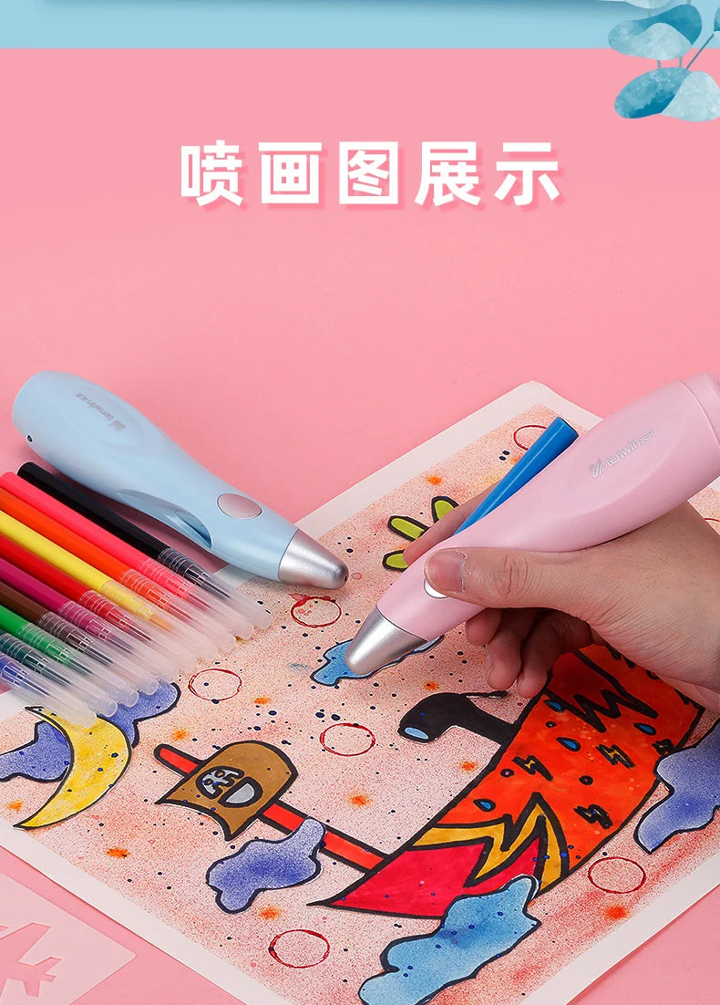 Elektrische Airbrush Aquarell Stift Set Multi-funktion Farbe Inkjet Stift Elektrische Spray Kunst Stift 12 Farben Hand bemalt