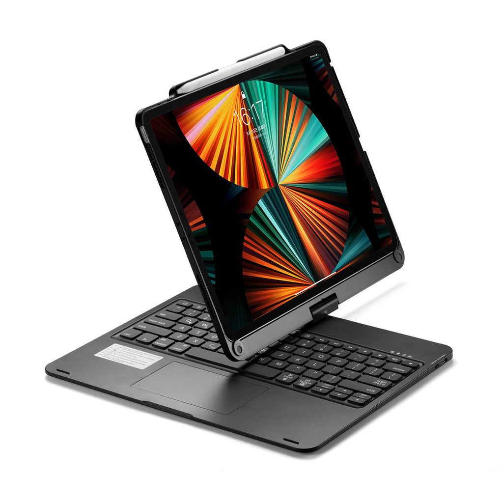 360 Grad drehbare BT-Tastatur für wiederaufladbare kabellose Tastatur und Maus mit 7-Farben-Hintergrundbeleuchtung für iPad 10,2/10,5 Zoll