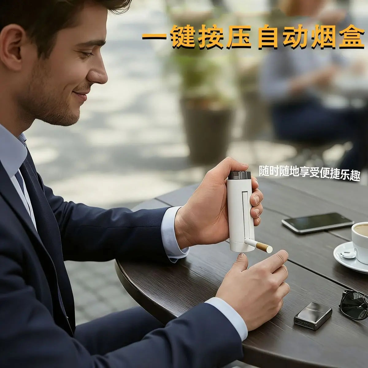 Neue kreative All-in-One-Zigarettenschachtel mit automatischer Auswurf, tragbare Zigarettenschachtel mit einem Klick, Zigarettenzubehör, Geschenk für Männer